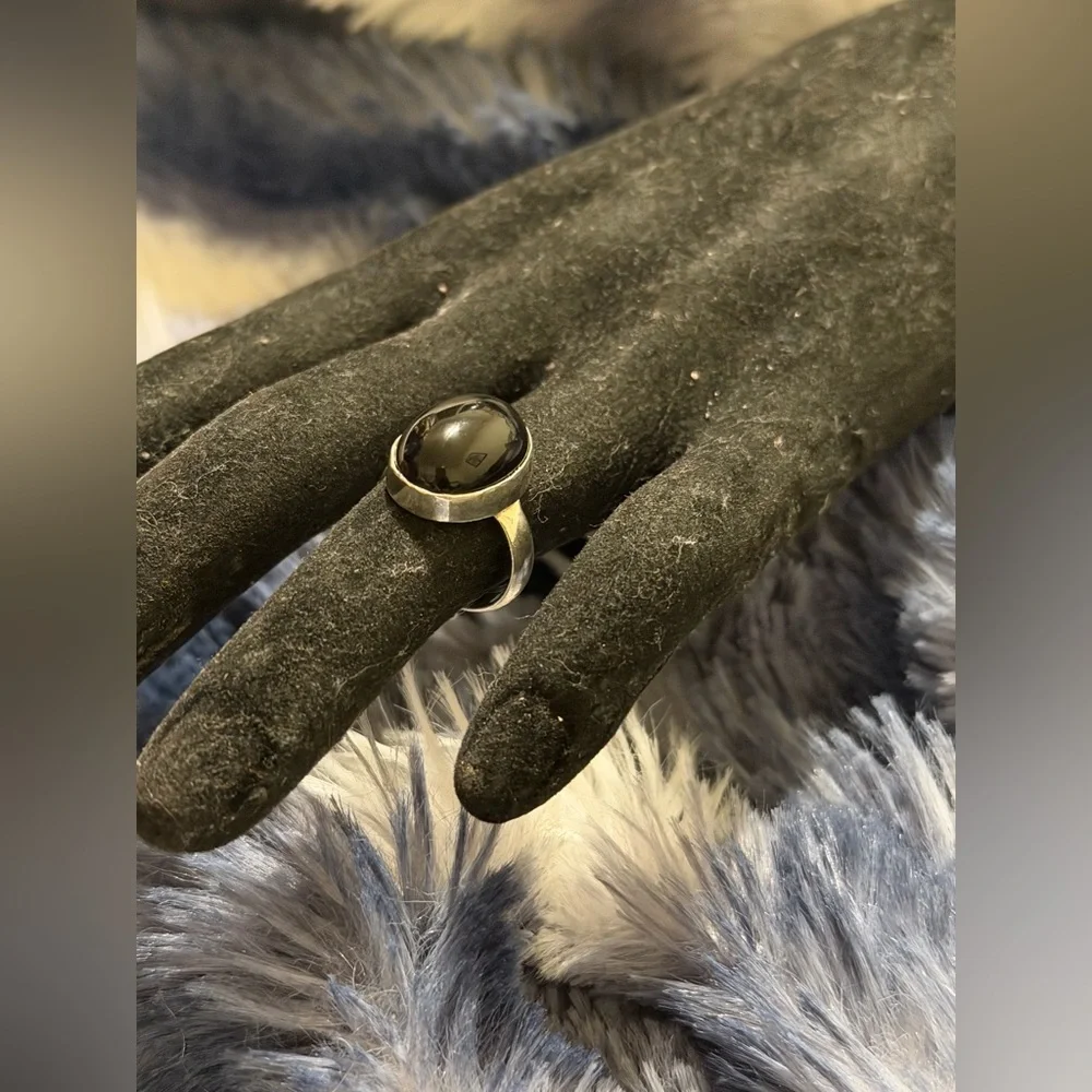 Sterling Silver Black Moon Stone Ring